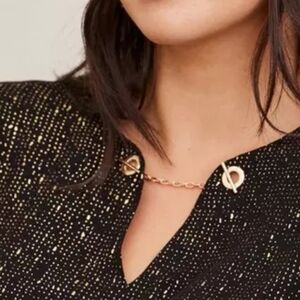 Torrid NWT Black Gold Crepe Chain Party Top